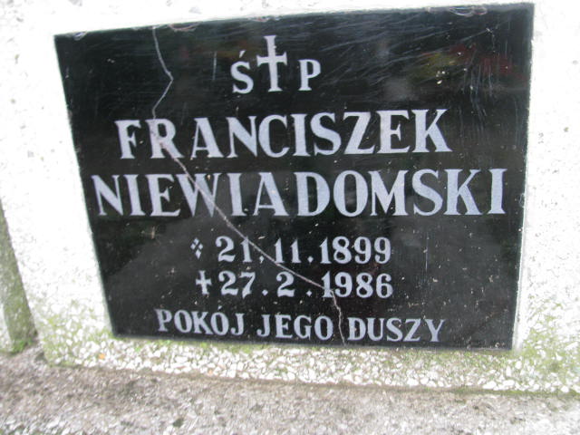 Franciszek Niewiadomski 1899 Frombork - Grobonet - Wyszukiwarka osób pochowanych